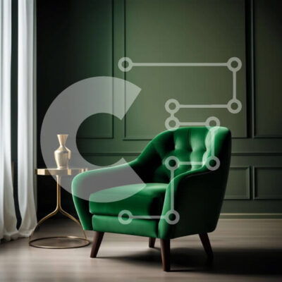 Intra Συλλεκτικό Ξύλινο Παζλ Plywood 4mm - Κομψή πράσινη βελούδινη πολυθρόνα σε δωμάτιο με χαμηλό φωτισμό Σε Ξύλινο Κουτί - Διαστάσεις Puzzle: 10x10 cm – 25 κομμάτια - Image 1