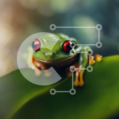 Intra Συλλεκτικό Ξύλινο Παζλ Plywood  4mm - Πράσινος δεντροβάτραχος με κόκκινα μάτια στο φύλλο Σε Ξύλινο Κουτί - Διαστάσεις: 10x10 cm – 25 κομμάτια - Image 1