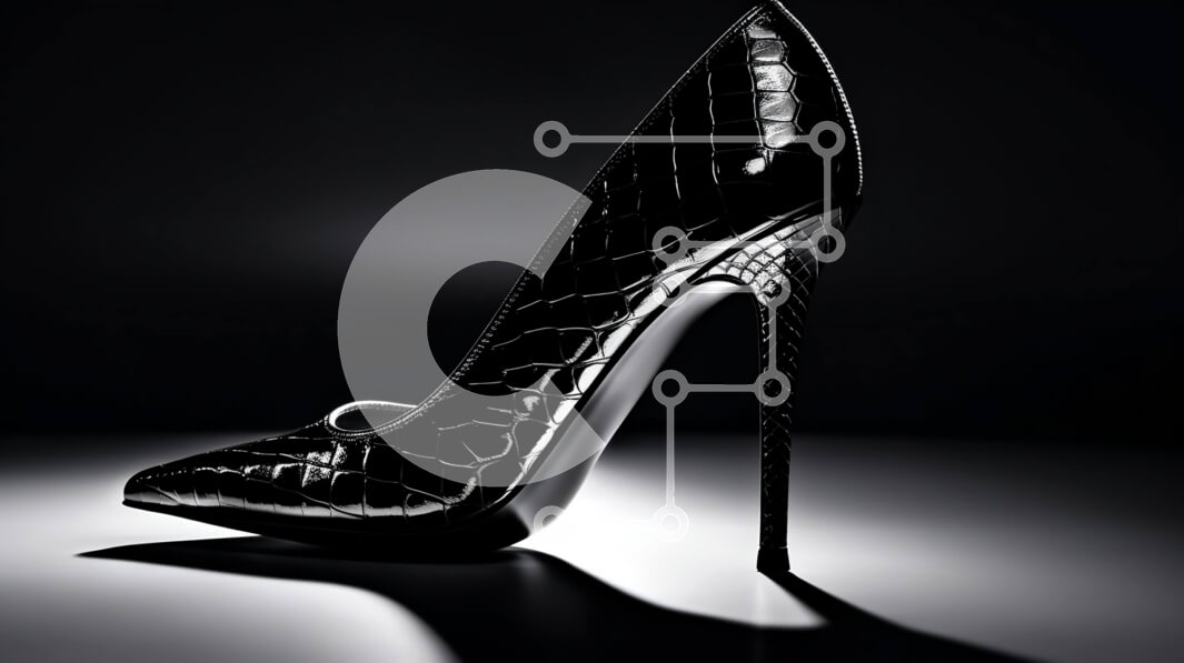 Intra Συλλεκτικό Ξύλινο Παζλ Plywood  4mm - Κομψό και σέξι ψηλοτάκουνο παπούτσι Alligator Σε Ξύλινο Κουτί - Διαστάσεις Puzzle: 10x10 cm – 25 κομμάτια