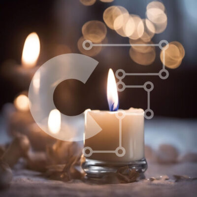 Intra Συλλεκτικό Ξύλινο Παζλ Plywood  4mm - Αναμμένο κερί στο τραπέζι με λευκό φόντο Σε Ξύλινο Κουτί - Διαστάσεις Puzzle: 10x10 cm – 25 κομμάτια - Image 1