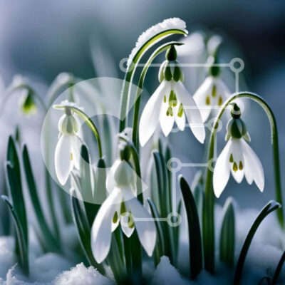 Intra Συλλεκτικό Ξύλινο Παζλ Plywood  4mm - Όμορφη εικόνα των Snowdrops in the Snow Σε Ξύλινο Κουτί - Διαστάσεις: 10x10 cm – 25 κομμάτια - Image 1