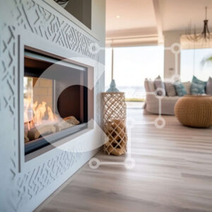 Intra Συλλεκτικό Ξύλινο Παζλ Plywood  4mm - Κομψό σαλόνι με λευκό τζάκι και έπιπλα Σε Ξύλινο Κουτί - Διαστάσεις Puzzle: 10x10 cm – 25 κομμάτια