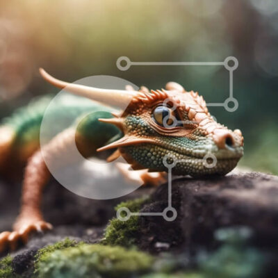 Intra Συλλεκτικό Ξύλινο Παζλ Plywood  4mm - Δράκος που κάθεται σε έναν βράχο σε ένα δάσος Σε Ξύλινο Κουτί - Διαστάσεις: 10x10 cm – 25 κομμάτια - Image 1