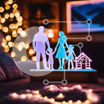 Intra Συλλεκτικό Ξύλινο Παζλ Plywood  4mm - Οικογενειακό φωτιστικό γλυπτό σιλουέτας  Σε Ξύλινο Κουτί Σε Ξύλινο Κουτί - Διαστάσεις Puzzle: 10x10 cm – 25 κομμάτια - Image 1