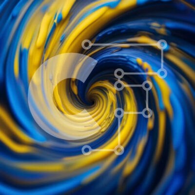 Intra Συλλεκτικό Ξύλινο Παζλ Plywood 4mm - Δυναμικό και εντυπωσιακό μπλε και κίτρινο σπειροειδές μοτίβο Σε Ξύλινο Κουτί - Διαστάσεις Puzzle: 10x10 cm – 25 κομμάτια - Image 1