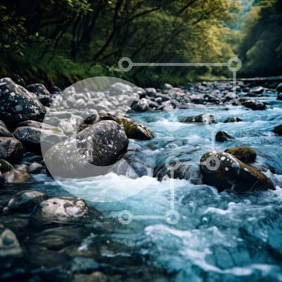 Intra Συλλεκτικό Ξύλινο Παζλ Plywood  4mm - Όμορφη εικόνα του ποταμού στο δάσος με τους βράχους και τα δέντρα Σε Ξύλινο Κουτί - Διαστάσεις Puzzle: 10x10 cm – 25 κομμάτια - Image 1