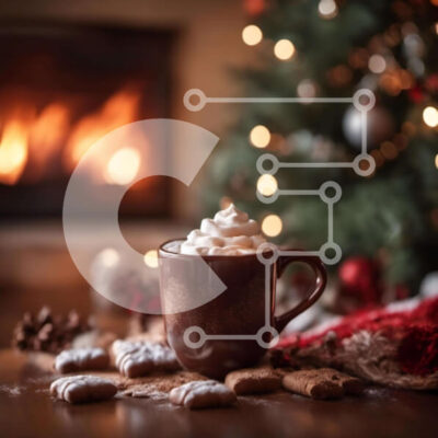 Intra Συλλεκτικό Ξύλινο Παζλ Plywood  4mm - Γιορτή καφέ εορταστικής περιόδου Σε Ξύλινο Κουτί - Διαστάσεις Puzzle: 10x10 cm – 25 κομμάτια - Image 1