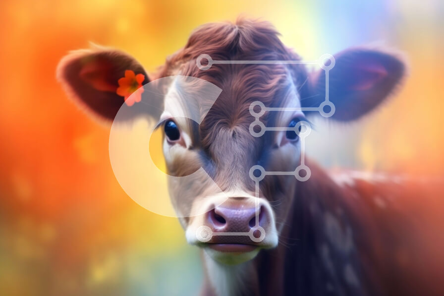 Intra Συλλεκτικό Ξύλινο Παζλ Plywood  4mm - Κοντινή όψη του προσώπου μιας αγελάδας με καφέ γούνα και μεγάλα καστανά μάτια Σε Ξύλινο Κουτί - Διαστάσεις: 10x10 cm – 25 κομμάτια