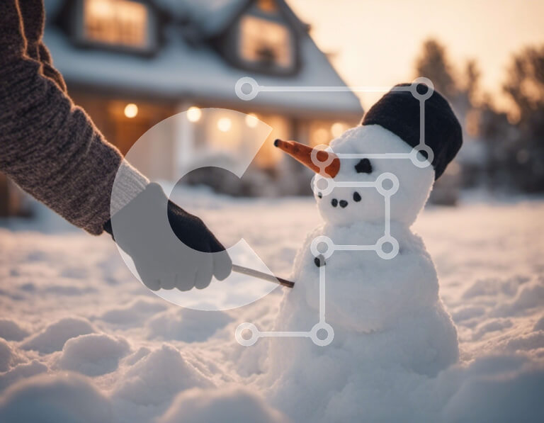 Intra Συλλεκτικό Ξύλινο Παζλ Plywood  4mm - Κτήριο χιονάνθρωπου στη χώρα των θαυμάτων του χειμώνα Σε Ξύλινο Κουτί - Διαστάσεις Puzzle: 10x10 cm – 25 κομμάτια