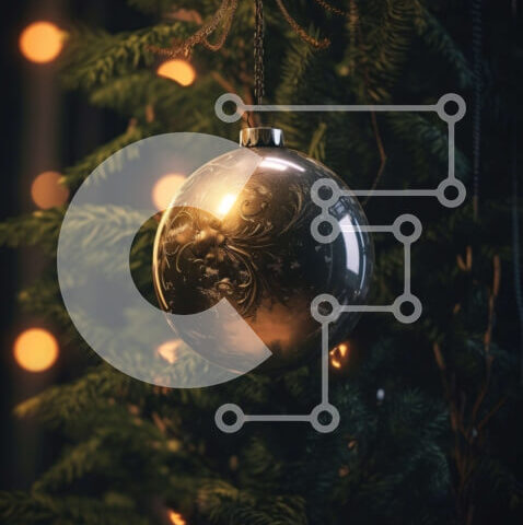 Intra Συλλεκτικό Ξύλινο Παζλ Plywood 4mm - Χρυσό χριστουγεννιάτικο στολίδι σε κλαδί πεύκου Σε Ξύλινο Κουτί - Διαστάσεις: 10x10 cm – 25 κομμάτια - Image 1