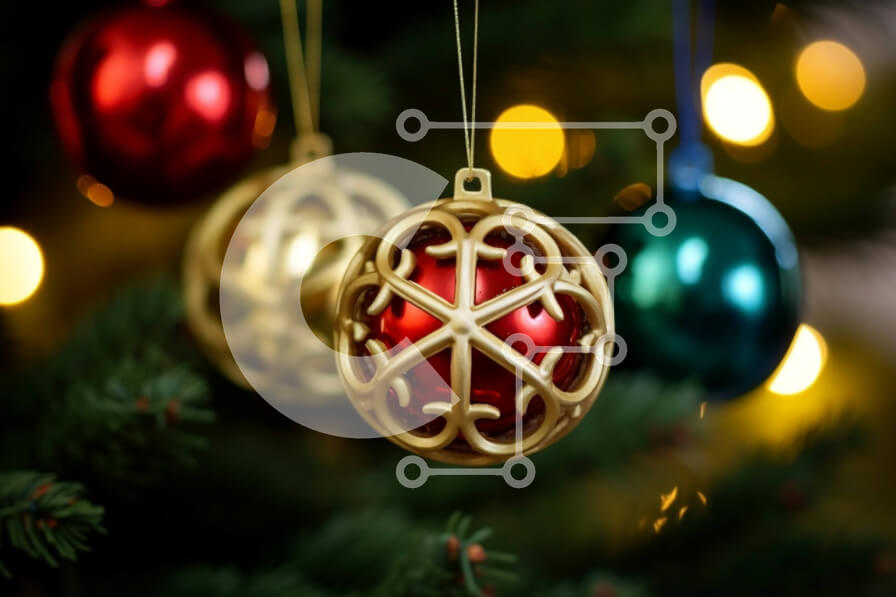 Intra Συλλεκτικό Ξύλινο Παζλ Plywood  4mm - Εορταστικό χριστουγεννιάτικο δέντρο με κόκκινα και πράσινα στολίδια Σε Ξύλινο Κουτί - Διαστάσεις: 10x10 cm – 25 κομμάτια