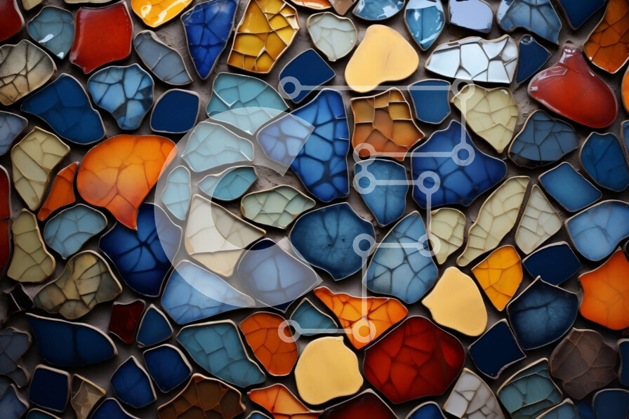 Intra Συλλεκτικό Ξύλινο Παζλ Plywood  4mm - Ζωντανό ψηφιδωτό έργο τέχνης με αποχρώσεις του μπλε, του πορτοκαλί και του κίτρινου Σε Ξύλινο Κουτί - Διαστάσεις Puzzle: 10x10 cm – 25 κομμάτια