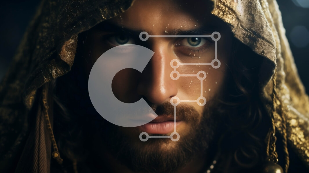 Intra Συλλεκτικό Ξύλινο Παζλ Plywood  4mm - Πορτρέτο ενός άνδρα με χρυσή κουκούλα από κοντά Σε Ξύλινο Κουτί - Διαστάσεις Puzzle: 10x10 cm – 25 κομμάτια