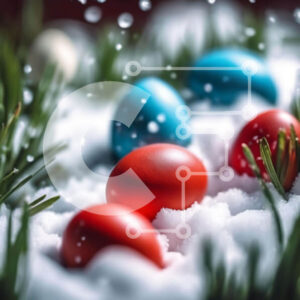 Intra Συλλεκτικό Ξύλινο Παζλ Plywood  4mm - Πολύχρωμα Πασχαλινά αυγά στο χιόνι Σε Ξύλινο Κουτί - Διαστάσεις Puzzle: 10x10 cm – 25 κομμάτια