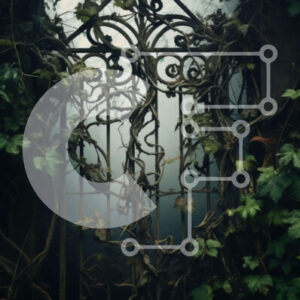 Intra Συλλεκτικό Ξύλινο Παζλ Plywood  4mm - Περίτεχνη πύλη από σφυρήλατο σίδερο με αμπέλια και τρύπα σε σχήμα καρδιάς Σε Ξύλινο Κουτί - Διαστάσεις Puzzle: 10x10 cm – 25 κομμάτια