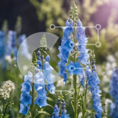 Intra Συλλεκτικό Ξύλινο Παζλ Plywood 4mm - Μπλε και άσπρα λουλούδια στο χωράφι Σε Ξύλινο Κουτί - Διαστάσεις: 10x10 cm – 25 κομμάτια - Image 1