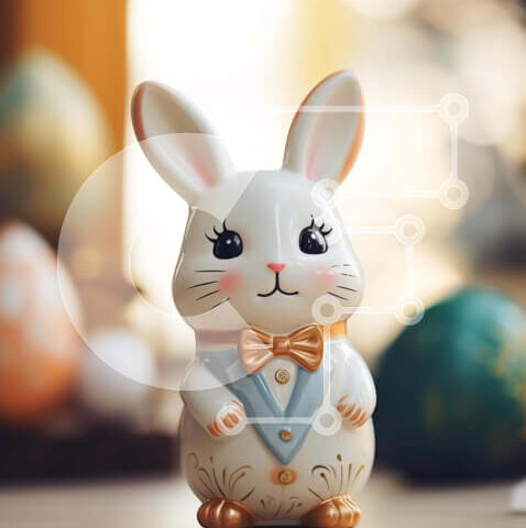 Intra Συλλεκτικό Ξύλινο Παζλ Plywood  4mm - Ειδώλιο λαγουδάκι του Πάσχα με πασχαλινά αυγά Σε Ξύλινο Κουτί - Διαστάσεις: 10x10 cm – 25 κομμάτια - Image 1