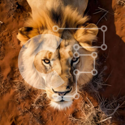 Intra Συλλεκτικό Ξύλινο Παζλ Plywood  4mm - Χαλαρό λιοντάρι σε εναέρια θέα Σε Ξύλινο Κουτί - Διαστάσεις: 10x10 cm – 25 κομμάτια - Image 1