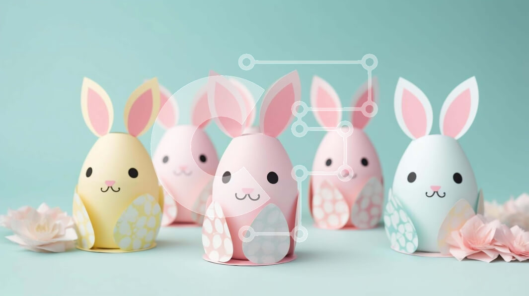 Intra Συλλεκτικό Ξύλινο Παζλ Plywood  4mm - Πολύχρωμα πασχαλινά λαγουδάκια για πάρτι Σε Ξύλινο Κουτί - Διαστάσεις: 10x10 cm – 25 κομμάτια