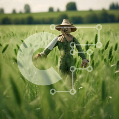 Intra Συλλεκτικό Ξύλινο Παζλ Plywood  4mm - Σκιάχτρο σε χωράφι με ψηλό γρασίδι και κοτσάνια καλαμποκιού Σε Ξύλινο Κουτί - Διαστάσεις: 10x10 cm – 25 κομμάτια - Image 1