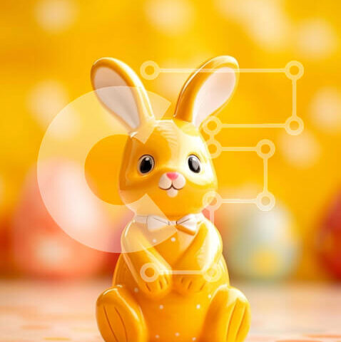 Intra Συλλεκτικό Ξύλινο Παζλ Plywood  4mm - Ειδώλιο λαγουδάκι του Πάσχα και πολύχρωμα αυγά Σε Ξύλινο Κουτί - Διαστάσεις: 10x10 cm – 25 κομμάτια - Image 1