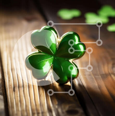 Intra Συλλεκτικό Ξύλινο Παζλ Plywood 4mm - Τετράφυλλο τριφύλλι ημέρας του Αγίου Πατρικίου σε ξύλινο τραπέζι Σε Ξύλινο Κουτί - Διαστάσεις: 10x10 cm – 25 κομμάτια - Image 1