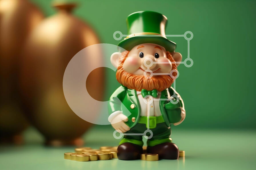 Intra Συλλεκτικό Ξύλινο Παζλ Plywood  4mm - Καλλικάτζα σε χρυσά νομίσματα για τον εορτασμό της ημέρας του Αγίου Πατρικίου Σε Ξύλινο Κουτί - Διαστάσεις: 10x10 cm – 25 κομμάτια