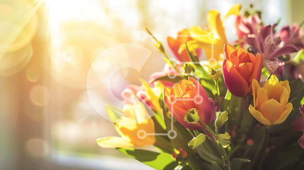 Intra Συλλεκτικό Ξύλινο Παζλ Plywood  4mm - Πολύχρωμο μπουκέτο λουλουδιών μπροστά από το ανοιχτό παράθυρο Σε Ξύλινο Κουτί - Διαστάσεις: 10x10 cm – 25 κομμάτια