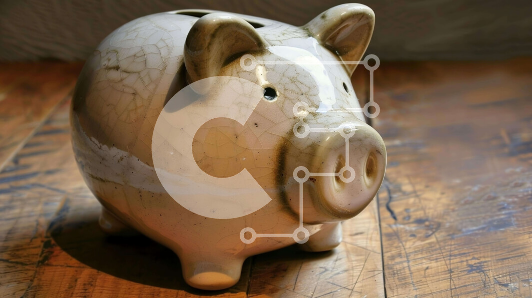 Intra Συλλεκτικό Ξύλινο Παζλ Plywood  4mm - Καλοδιατηρημένος λευκός κουμπαράς σε ξύλινο τραπέζι Σε Ξύλινο Κουτί - Διαστάσεις: 10x10 cm – 25 κομμάτια