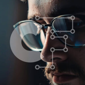 Intra Συλλεκτικό Ξύλινο Παζλ Plywood  4mm - Άνδρας που φοράει γυαλιά και κοιτάζει μακριά από την κάμερα Σε Ξύλινο Κουτί - Διαστάσεις Puzzle: 10x10 cm – 25 κομμάτια