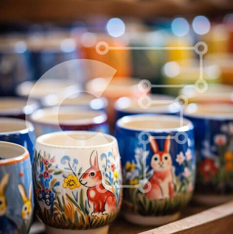 Intra Συλλεκτικό Ξύλινο Παζλ Plywood 4mm - Συλλογή από πολύχρωμα κεραμικά κύπελλα με μοναδικά σχέδια Σε Ξύλινο Κουτί - Διαστάσεις Puzzle: 10x10 cm – 25 κομμάτια - Image 1