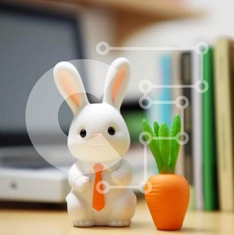 Intra Συλλεκτικό Ξύλινο Παζλ Plywood  4mm - Λευκό παιχνίδι λαγουδάκι με πορτοκαλί καρότο Σε Ξύλινο Κουτί - Διαστάσεις: 10x10 cm – 25 κομμάτια - Image 1