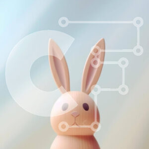 Intra Συλλεκτικό Ξύλινο Παζλ Plywood  4mm - Μικρό ξύλινο παιχνίδι λαγουδάκι στο τραπέζι με αφηρημένο θολό φόντο Σε Ξύλινο Κουτί - Διαστάσεις: 10x10 cm – 25 κομμάτια