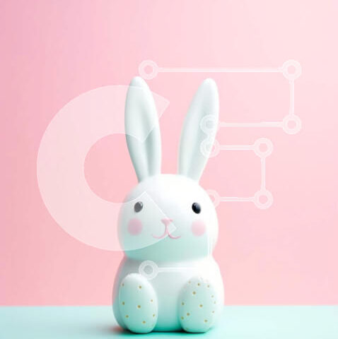 Intra Συλλεκτικό Ξύλινο Παζλ Plywood 4mm - Λευκό ειδώλιο λαγουδάκι σε πολύχρωμο φόντο Σε Ξύλινο Κουτί - Διαστάσεις: 10x10 cm – 25 κομμάτια - Image 1