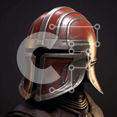 Intra Συλλεκτικό Ξύλινο Παζλ Plywood 4mm - Διακοσμητικό κράνος με σχέδιο κόκκινο και ασημί Σε Ξύλινο Κουτί - Διαστάσεις Puzzle: 10x10 cm – 25 κομμάτια - Image 1