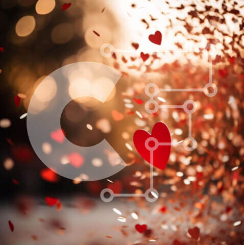 Intra Συλλεκτικό Ξύλινο Παζλ Plywood 4mm - Πλωτές κόκκινες καρδιές στο ζεστό φως Σε Ξύλινο Κουτί - Διαστάσεις Puzzle: 10x10 cm – 25 κομμάτια - Image 1