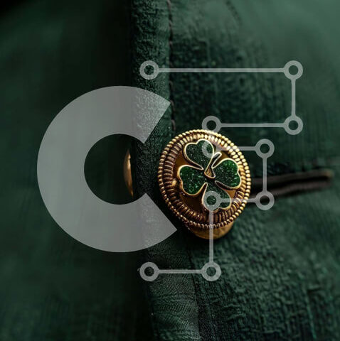 Intra Συλλεκτικό Ξύλινο Παζλ Plywood 4mm - Πράσινο μπουφάν με κουμπί Irish Clover Σε Ξύλινο Κουτί - Διαστάσεις: 10x10 cm – 25 κομμάτια - Image 1