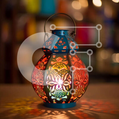 Intra Συλλεκτικό Ξύλινο Παζλ Plywood 4mm - Πολύχρωμο φανάρι με περίπλοκα κοψίματα Σε Ξύλινο Κουτί - Διαστάσεις Puzzle: 10x10 cm – 25 κομμάτια - Image 1