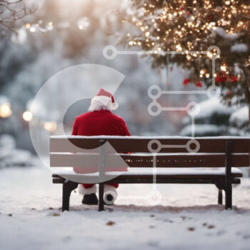 Intra Συλλεκτικό Ξύλινο Παζλ Plywood  4mm - Άγιος Βασίλης σε χιονισμένο πάγκο με χριστουγεννιάτικα φώτα Σε Ξύλινο Κουτί - Διαστάσεις: 10x10 cm – 25 κομμάτια - Image 1