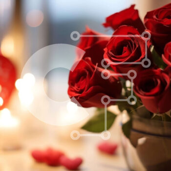 Intra Συλλεκτικό Ξύλινο Παζλ Plywood  4mm - Ρομαντική γιορτή του Αγίου Βαλεντίνου με κόκκινα τριαντάφυλλα και καρδιές Σε Ξύλινο Κουτί - Διαστάσεις Puzzle: 10x10 cm – 25 κομμάτια - Image 1