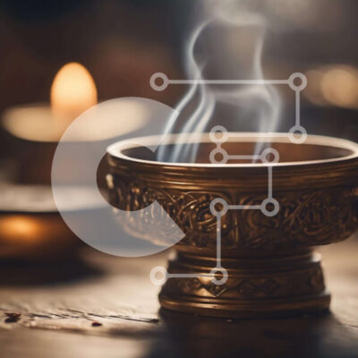 Intra Συλλεκτικό Ξύλινο Παζλ Plywood  4mm - Χρυσό θυμιατό μπολ με καπνό και κεριά Σε Ξύλινο Κουτί - Διαστάσεις Puzzle: 10x10 cm – 25 κομμάτια - Image 1