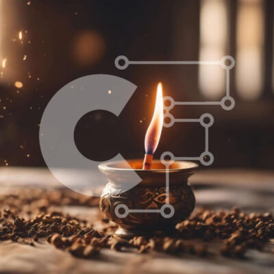 Intra Συλλεκτικό Ξύλινο Παζλ Plywood  4mm - Αναμμένο κερί σε κόκκους καφέ - Πνευματικότητα και τελετουργίες Σε Ξύλινο Κουτί - Διαστάσεις Puzzle: 10x10 cm – 25 κομμάτια - Image 1