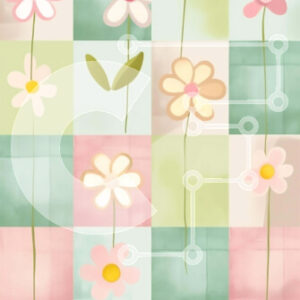 Intra Συλλεκτικό Ξύλινο Παζλ Plywood  4mm - Πολύχρωμο λουλούδι μοτίβο φόντου Σε Ξύλινο Κουτί - Διαστάσεις Puzzle: 10x10 cm – 25 κομμάτια