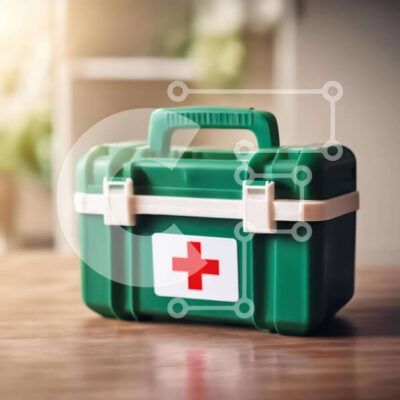 Intra Συλλεκτικό Ξύλινο Παζλ Plywood 4mm - Πράσινο κιτ πρώτων βοηθειών σε ξύλινο τραπέζι Σε Ξύλινο Κουτί - Διαστάσεις Puzzle: 10x10 cm – 25 κομμάτια - Image 1