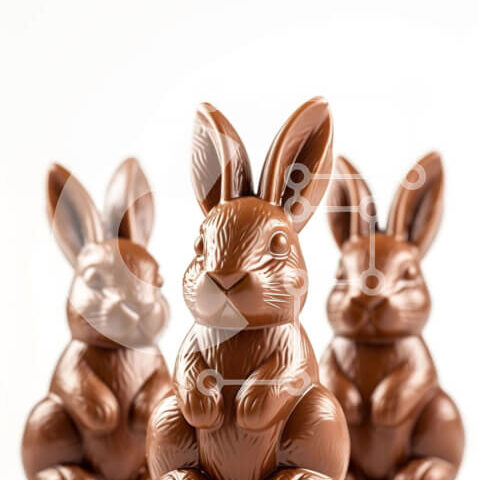 Intra Συλλεκτικό Ξύλινο Παζλ Plywood 4mm - Τρία σοκολατένια κουνελάκια σε άσπρο φόντο Σε Ξύλινο Κουτί - Διαστάσεις: 10x10 cm – 25 κομμάτια - Image 1