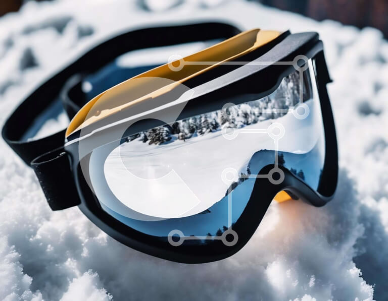 Intra Συλλεκτικό Ξύλινο Παζλ Plywood  4mm - Προστατευτικά γυαλιά σκι στο χιόνι για χειμερινά σπορ Σε Ξύλινο Κουτί - Διαστάσεις Puzzle: 10x10 cm – 25 κομμάτια