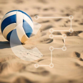 Intra Συλλεκτικό Ξύλινο Παζλ Plywood  4mm - Μπλε και άσπρη μπάλα βόλεϊ στην άμμο Σε Ξύλινο Κουτί - Διαστάσεις Puzzle: 10x10 cm – 25 κομμάτια - Image 1