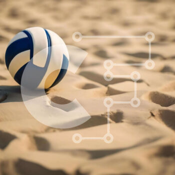 Intra Συλλεκτικό Ξύλινο Παζλ Plywood  4mm - Μπλε και άσπρη μπάλα βόλεϊ στην παραλία Σε Ξύλινο Κουτί - Διαστάσεις Puzzle: 10x10 cm – 25 κομμάτια - Image 1