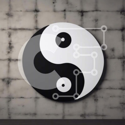 Intra Συλλεκτικό Ξύλινο Παζλ Plywood 4mm - Ασπρόμαυρο σύμβολο Yin-Yang στον τοίχο Σε Ξύλινο Κουτί - Διαστάσεις Puzzle: 10x10 cm – 25 κομμάτια - Image 1