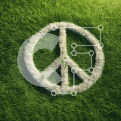 Intra Συλλεκτικό Ξύλινο Παζλ Plywood 4mm - Πινακίδα ειρήνης από λευκό γρασίδι σε πράσινο φόντο Σε Ξύλινο Κουτί - Διαστάσεις Puzzle: 10x10 cm – 25 κομμάτια - Image 1